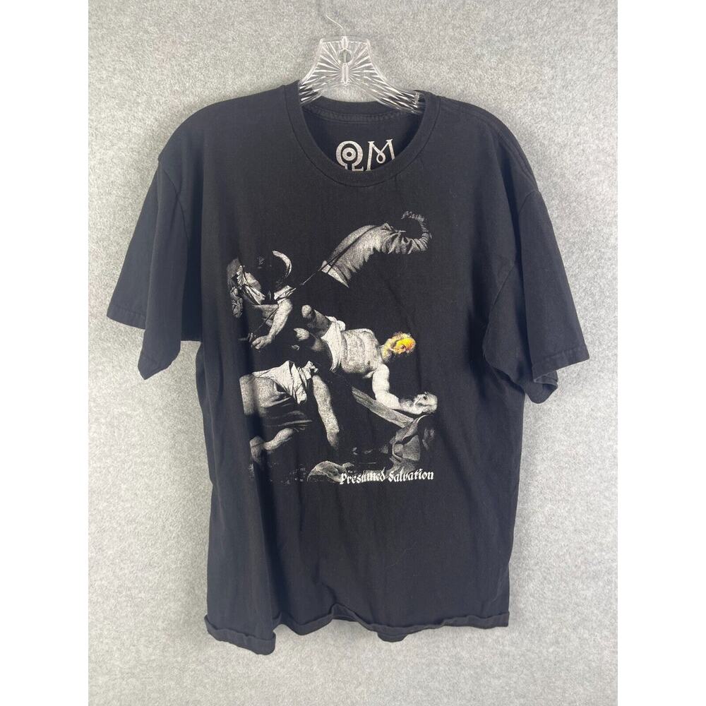 Open Minded Art T Shirt Men's Size L Black Presumed Salvation‎ Image Graphic Tee